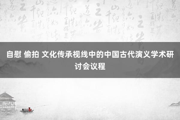 自慰 偷拍 文化传承视线中的中国古代演义学术研讨会议程