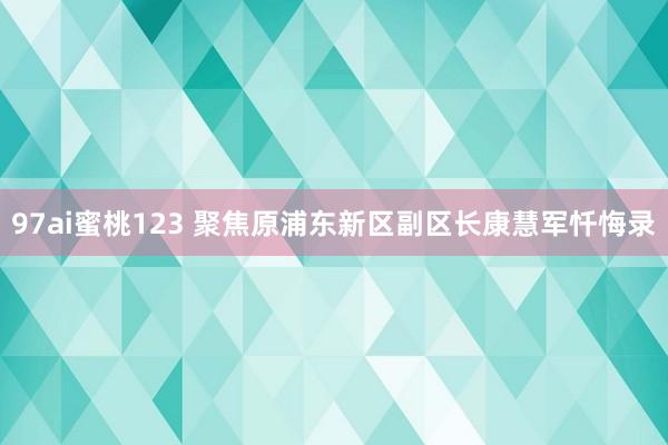 97ai蜜桃123 聚焦原浦东新区副区长康慧军忏悔录